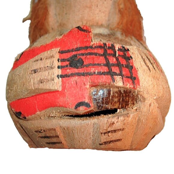 Tiki Face Bank Wooden Figurine Hand Carved Boho Doll Decorative - Picture 4 of 9